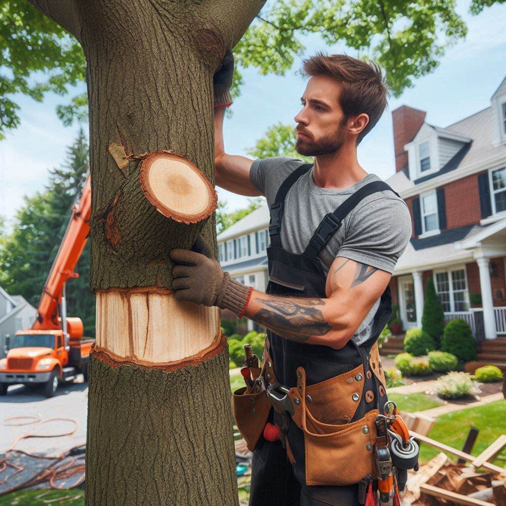 Blog Article - Arborist performing maintenance on a tree in a Georgia home's yard